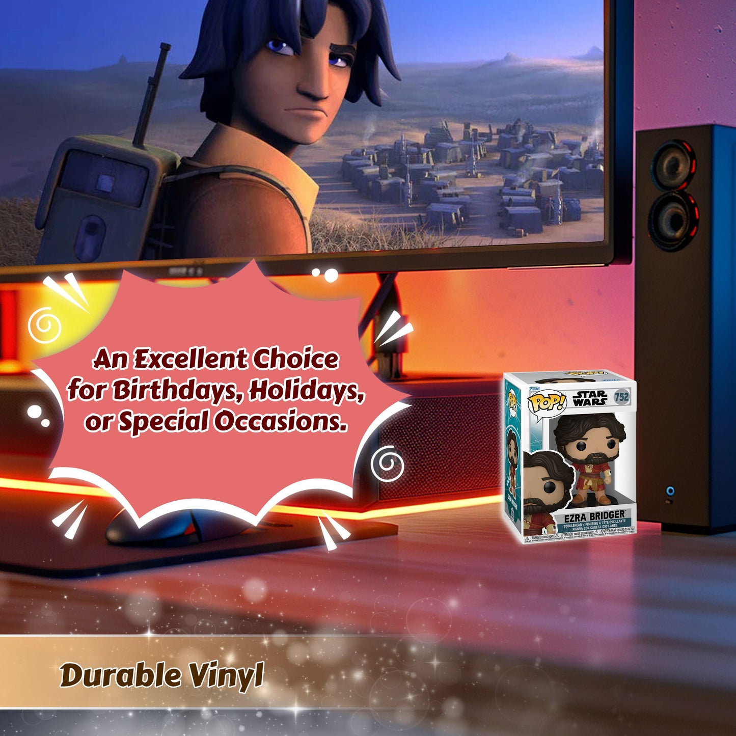 Ezra Bridger Funko Pop! Star Wars: Ahsoka Series 3 - Approx. 4 1/2" Collectible Vinyl Figure #752 with Display Box Protector Case