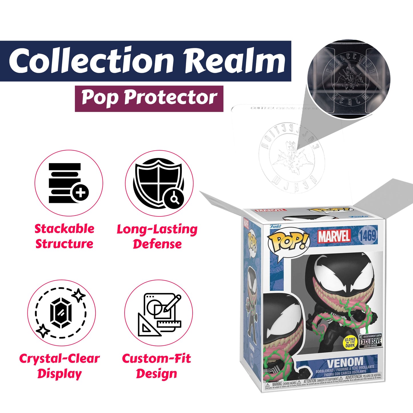 Venom with Ooze Funko Pop! Marvel - Glows In The Dark  Entertainment Earth Exclusive Limited Edition - Approx. 4 1/2" Collectible Vinyl Figure #1469 with Display Box Protector Case