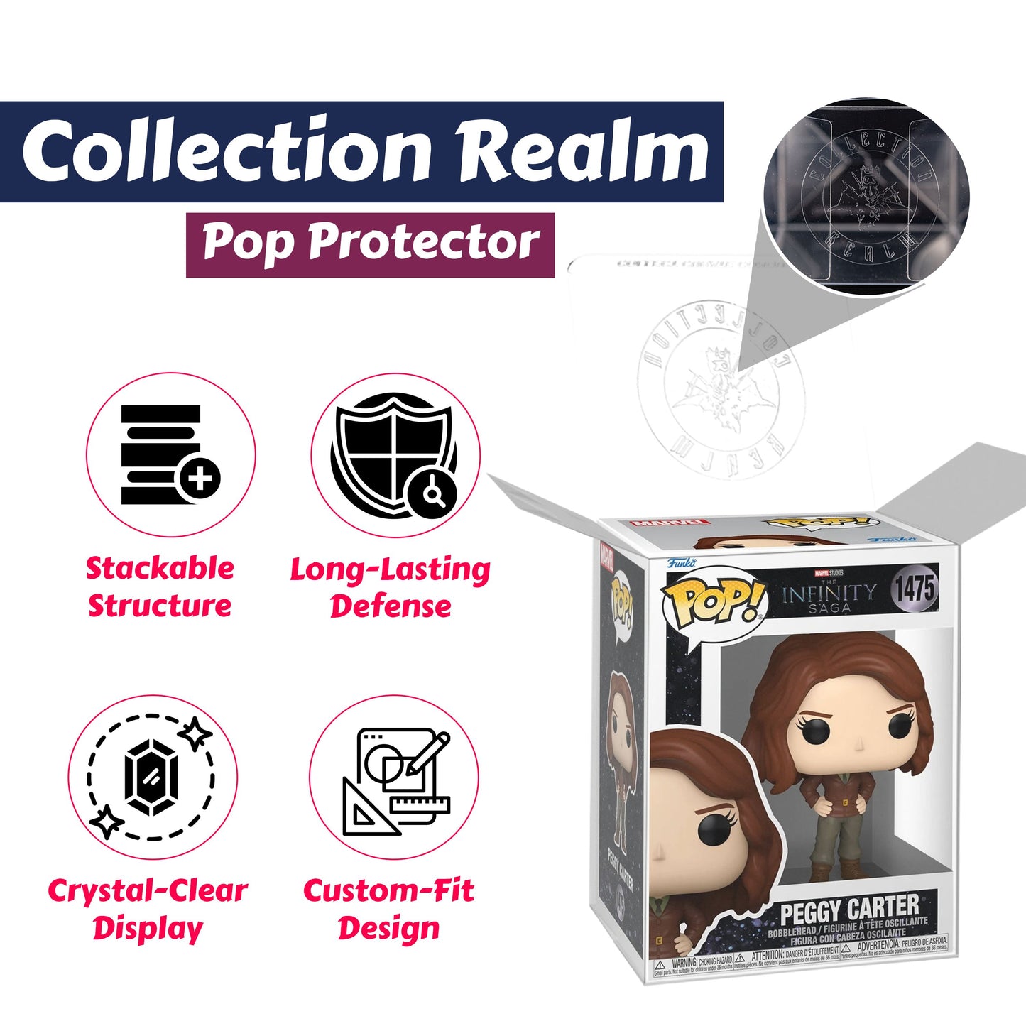 Peggy Carter Funko Pop! Marvel Studios MCU Archives The Infinity Saga - Approx. 4" Collectible Vinyl Figure #1475 with Display Box Protector Case