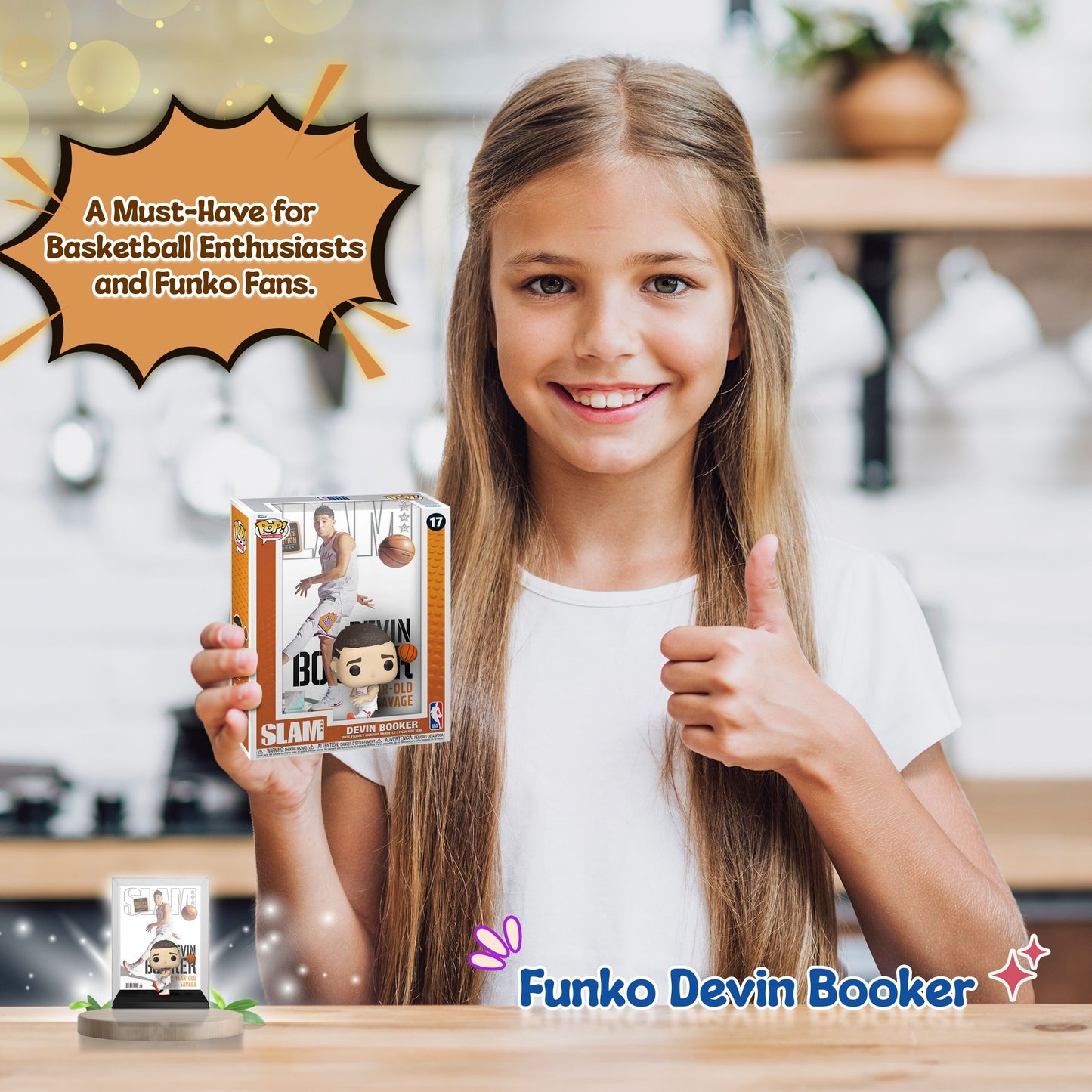 Devin Booker Funko Pop! Magazine Cover: NBA SLAM - Approx. 4" Collectible Vinyl Figure #17 with Box