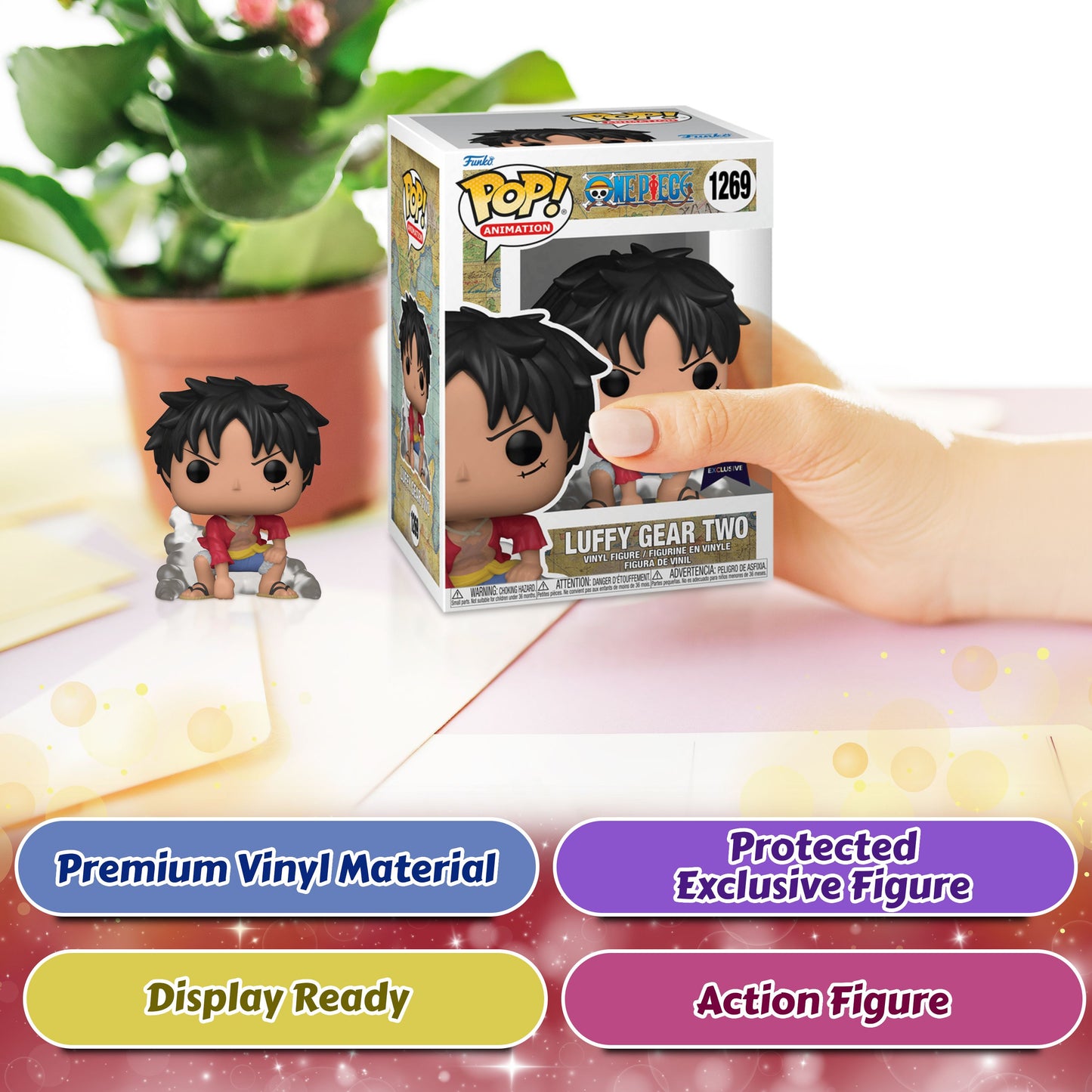 Luffy Gear Two Funko Pop! Animation One Piece - Approx. 3.85" Collectible Exclusive Vinyl Figure #1269 with Display Box Protector Case