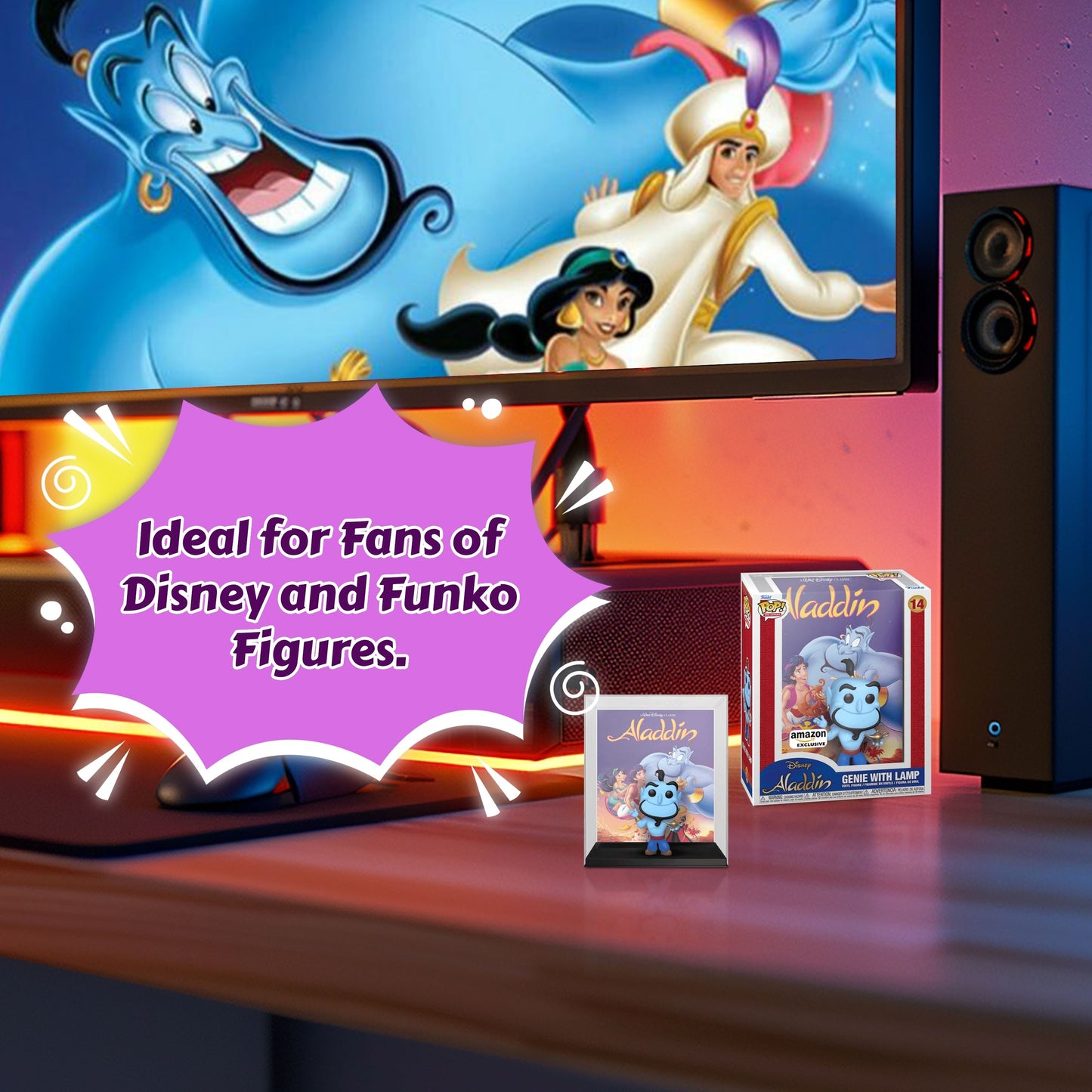 Genie with Lamp Funko Pop! VHS Covers Alladin - Approx. 4.5" Collectible Vinyl Figure #14 with Case