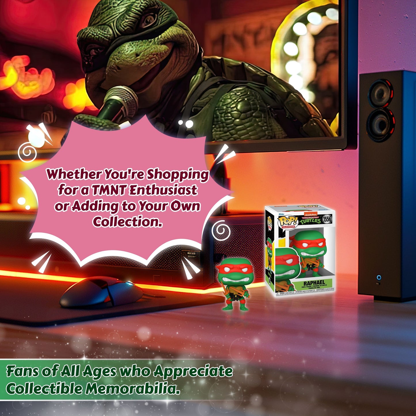Raphael with Sais Funko Pop! Television: Nickelodeon Teenage Mutant Ninja Turtles - Approx. 3 1/2" Collectible Vinyl Figure #1556 with Display Box Protector Case