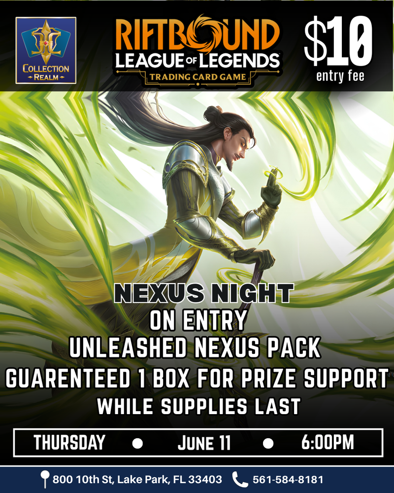 Riftbound LoL TCG Nexus Night Tournament – June 11, 2026 (Thursday 6PM)