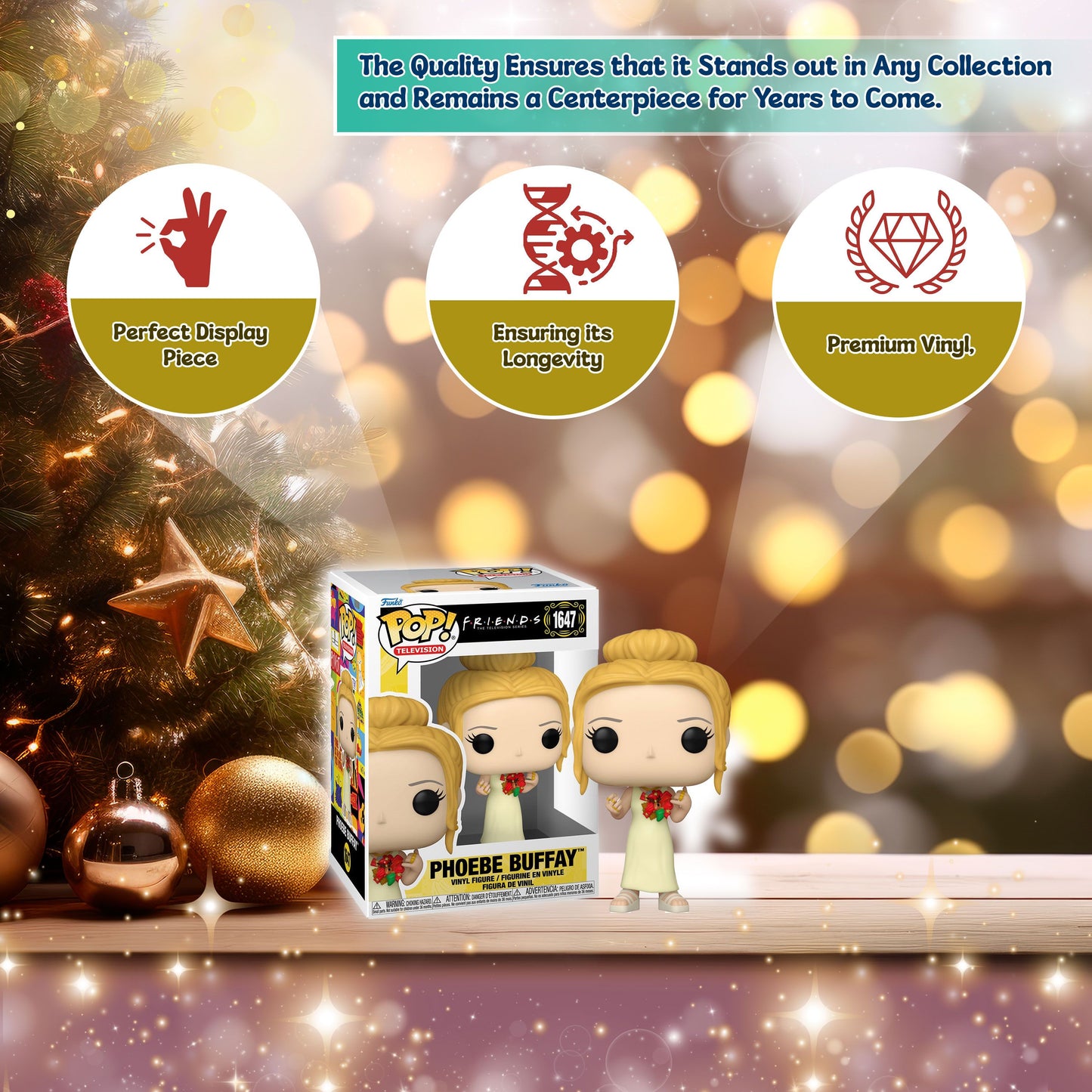 Phoebe Buffay Christmas Bow Funko Pop! Television F.R.I.E.N.D.S Series - Approx. 4 1/4" Collectible Vinyl Figure #1647 with Display Box Protector Case