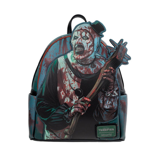 Loungefly Terrifier Art the Clown Glow-in-the-Dark Blood Splatter Mini Backpack - Entertainment Earth Exclusive Faux Leather Horror Collectible Bag with Adjustable Straps, 10 x 9 x 6 Inches