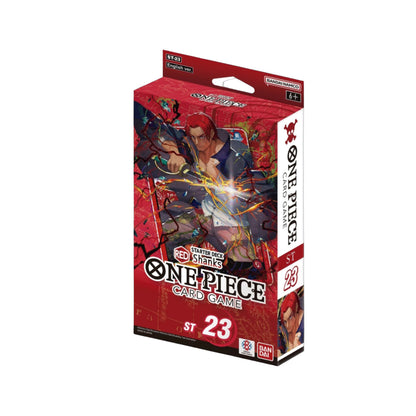 One Piece TCG Starter Deck Shanks Red ST-23 51 card deck with DON cards and OP11 booster.