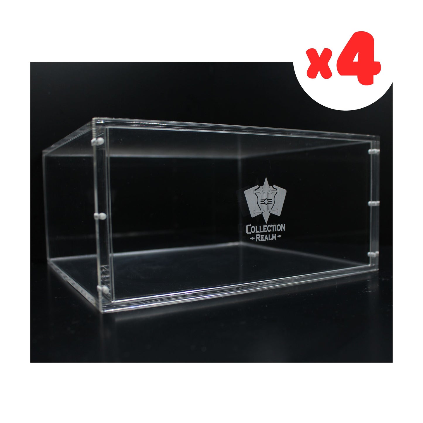 Pokémon Elite Trainer Box Acrylic Display Case by Collection Realm – Stackable ETB Case Protector with Magnetic Lid, UV Protection, Compatible with Pokémon ETBs, 4-Pack (PRE-ORDER JULY 2026)