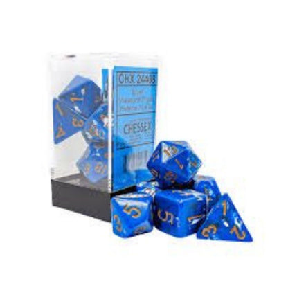 Chessex Dice Brush Polyhedral 7 Die Set Wavebreak Gold RPG Dice Set Tabletop Game