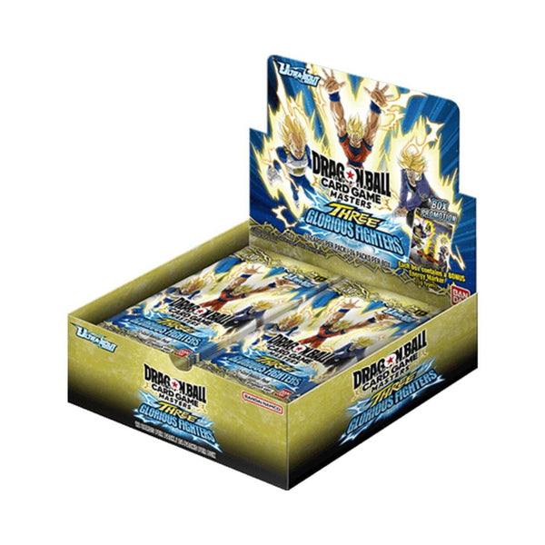 Dragon Ball Card Masters YCG B30 3 Glorious Fighters booster box with 24 packs sealed.