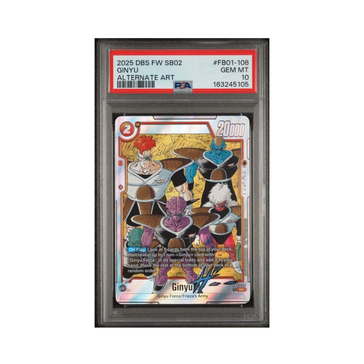 Dragon Ball Super Card Game Fusion World Ginyu alternate-art trading card graded PSA Gem Mint 10