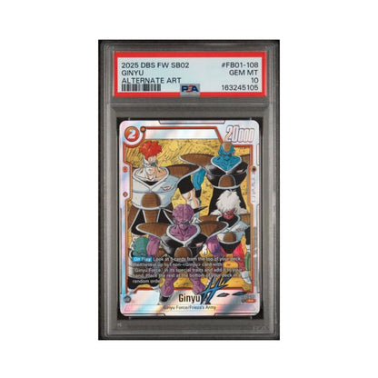 Dragon Ball Super Card Game Fusion World Ginyu alternate-art trading card graded PSA Gem Mint 10