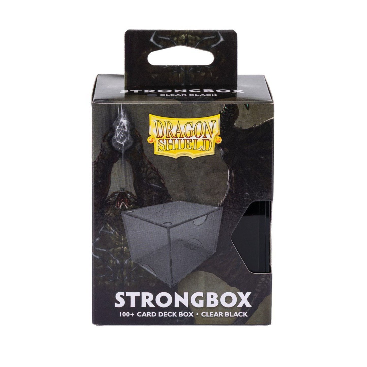 Dragon Shield Strongbox Card Deck Box Black 100+ Double-Sleeved Card Capacity, Clear Acrylic TCG Storage Case, Stackable Deck Box with Secure Vacuum Seal Closure