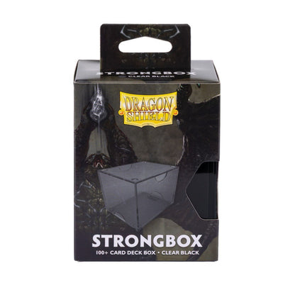 Dragon Shield Strongbox Card Deck Box Black 100+ Double-Sleeved Card Capacity, Clear Acrylic TCG Storage Case, Stackable Deck Box with Secure Vacuum Seal Closure