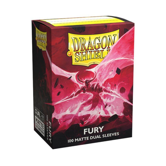 Dragon Shield Standard Matte Dual Sleeves Fury 100 Count, Clear Front, Opaque Black Interior, Textured Matte Back, Standard Size Trading Card Sleeves for MTG, Pokémon, Lorcana