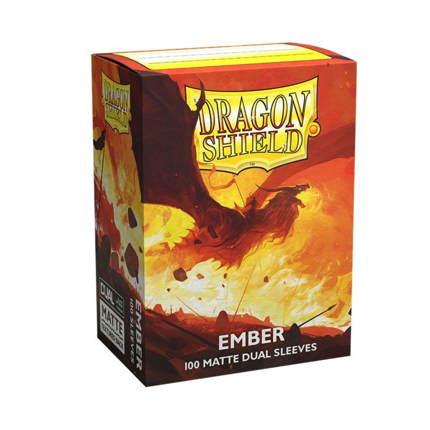 Dragon Shield Dual Matte Sleeves Ember, 100 Count Standard Size TCG Card Sleeves, Textured Matte Back, Clear Front, Black Interior, Protective Sleeves for Trading Cards