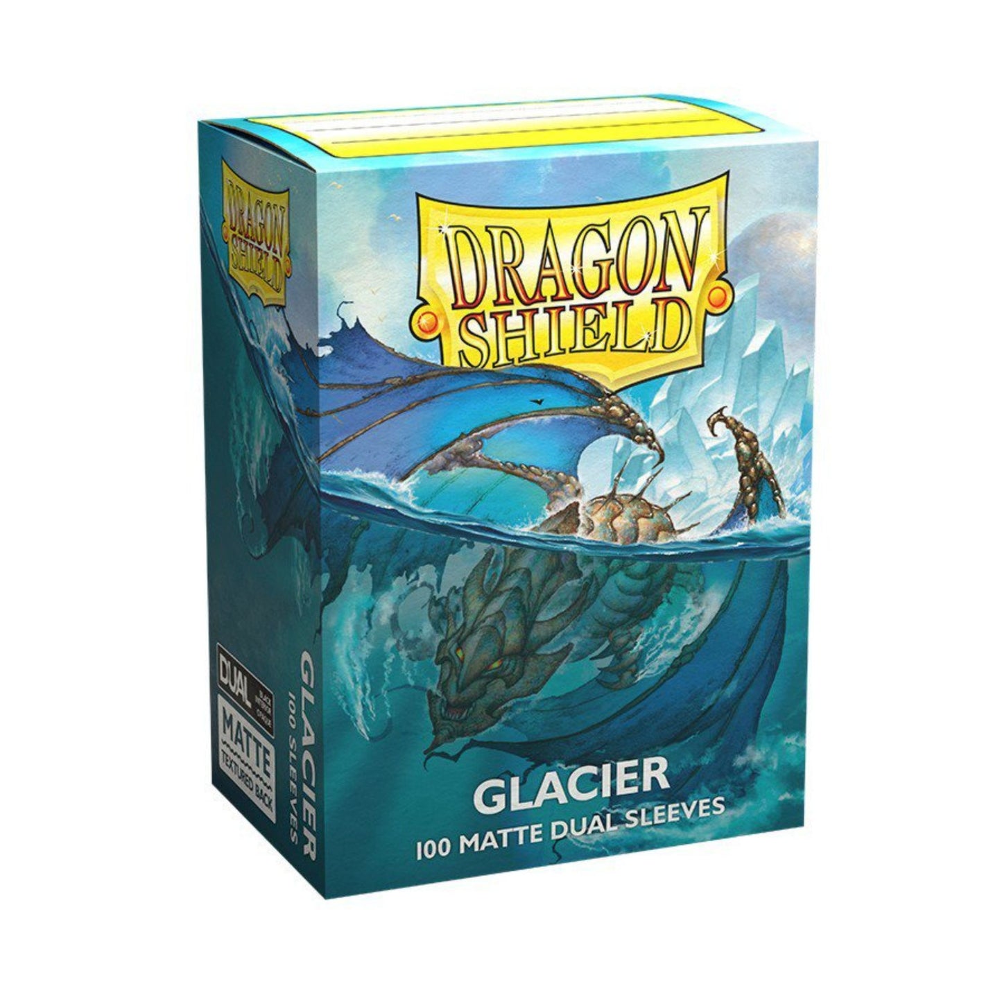 Dragon Shield Dual Matte Sleeves Glacier 100CT Standard Size Card Sleeves for MTG, Pokémon, Lorcana, Flesh and Blood, Textured Matte Back, Clear Front, Black Interior, 100 Count