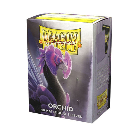 Dragon Shield Dual Matte Sleeves Orchid 100 Count, Standard Size Card Sleeves with Textured Matte Back, Black Interior, Clear Front, Protective Sleeves for MTG, Pokémon, Lorcana & TCG Cards (PRE-ORDER)