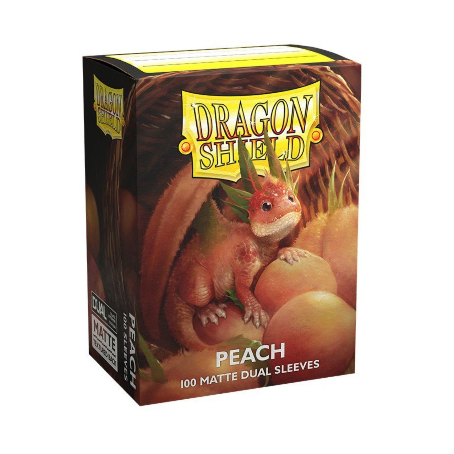 Dragon Shield Dual Matte Sleeves Peach 100 Count, Standard Size TCG Card Sleeves with Clear Front, Matte Textured Back & Black Interior for MTG, Pokémon, Lorcana and Trading Cards