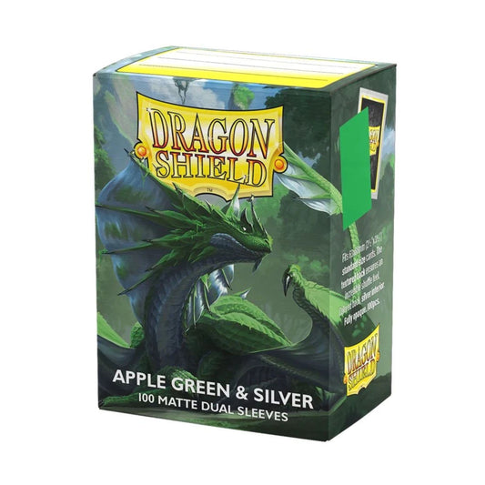 Dragon Shield Dual Matte Sleeves Apple Green & Silver (100 Count) – Standard Size Trading Card Sleeves for MTG, Pokémon, Lorcana, Flesh and Blood – Fully Opaque Premium Protection