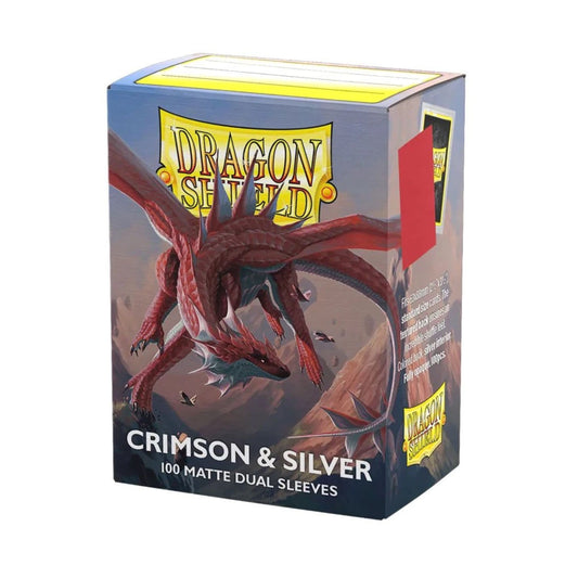 Dragon Shield Dual Matte Sleeves Crimson & Silver (100 ct) – Premium Opaque Trading Card Sleeves with Matte Texture for MTG, Pokémon, Lorcana & Flesh and Blood