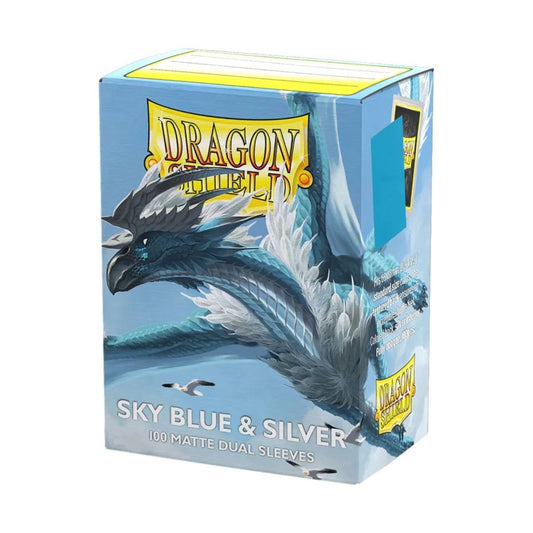Dragon Shield Dual Matte Sleeves Sky Blue & Silver 100 Count Standard Size Card Sleeves for Trading Cards MTG Pokémon Lorcana Flesh and Blood – Matte Texture Opaque Protective Deck Sleeves