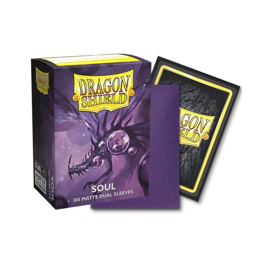 Dragon Shield Dual Matte Sleeves Soul 100ct – Metallic Purple Card Sleeves with Black Interior, Opaque TCG Deck Protectors, Durable Arcane Tinmen AT-15062