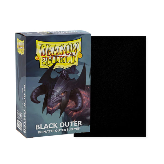 Dragon Shield Matte Outer Card Sleeves in Black, 100-count, suitable for trading card protection and collectible card games.