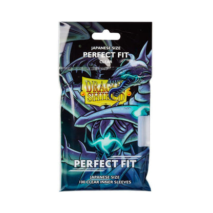 Dragon Shield Perfect Fit Japanese clear inner sleeves for trading card protection and double sleeving.