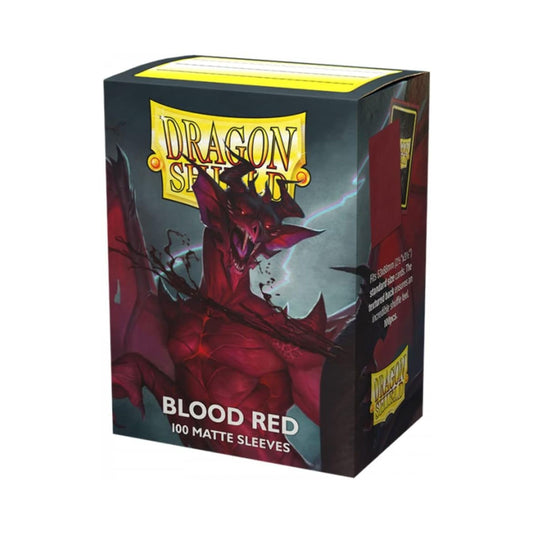 Dragon Shield Matte Blood Red 100 count sleeves for trading card protection and deck use.