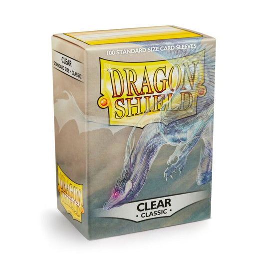 Dragon Shield Standard Size Card Sleeves Classic Clear 100 count protective trading card sleeves.