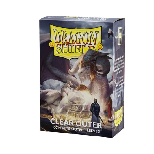 Dragon Shield Matte Clear Outer Sleeves 100ct for standard-size TCG cards with matte protective finish.