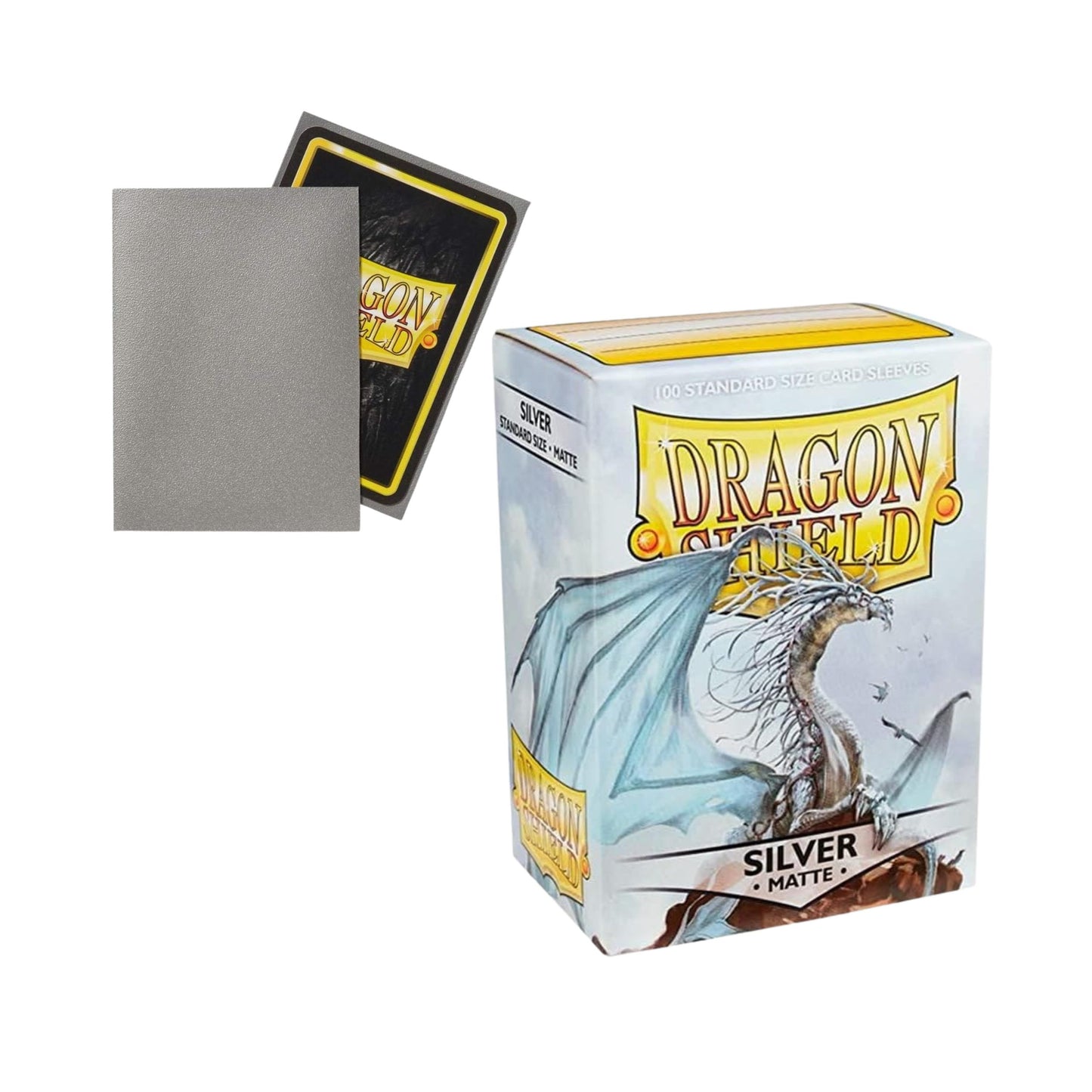 Dragon Shield Card Sleeves Silver Matte Standard Size Trading Card Protectors, 100ct