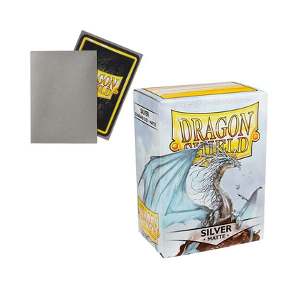 Dragon Shield Card Sleeves Silver Matte Standard Size Trading Card Protectors, 100ct