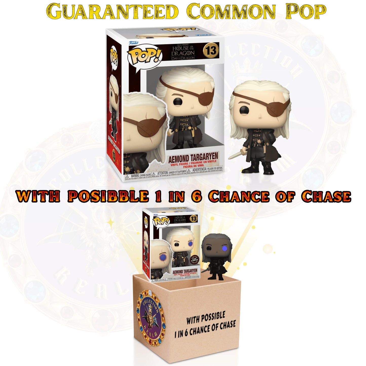 Aemond Targaryen Funko Pop! Game of Thrones: House of the Dragon - 1 in 6: CHANCE OF CHASE - Approx. 3.9" Collectible Vinyl Figure #13 with Display Box Protector Case