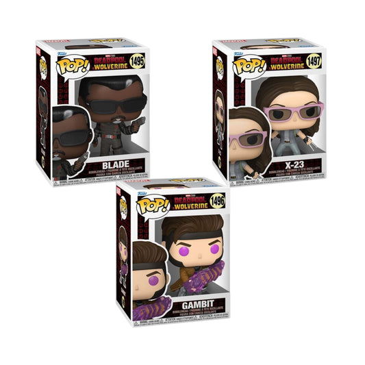 Deadpool and Wolverine Wave 3 Funko Pop! Marvel Studios - Set of 3 (Blade #1495, Gambit #1496, X-23 #1497) Collectible Vinyl Figures (PRE-SALE)