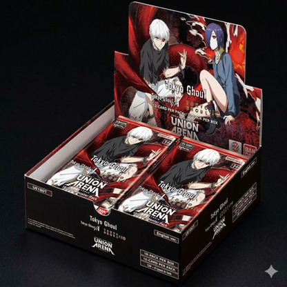 Bandai Union Arena Tokyo Ghoul Booster Box – TCG Collectible Cards Featuring Kaneki, Touka, Arima, Juzo & Rare Silver Foil SR Cards