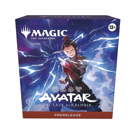 MTG Avatar The Last Airbender Azula Black Prerelease Pack with boosters, tokens, foil rare, and black spindown die.