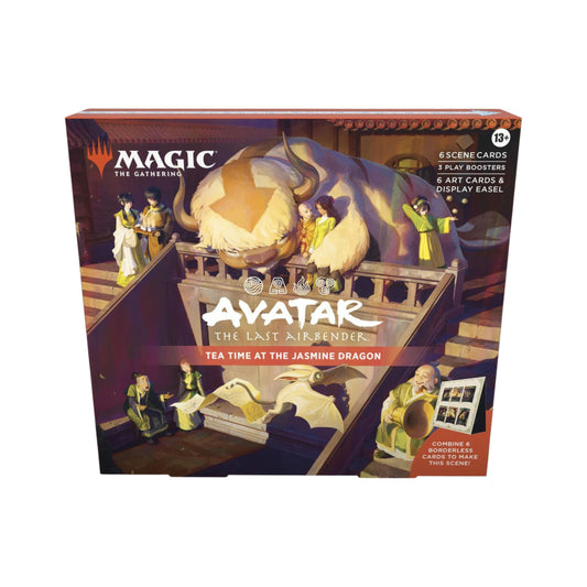 MTG Avatar The Last Airbender Scene Box Tea Time at the Jasmine Dragon with boosters and foil cards.