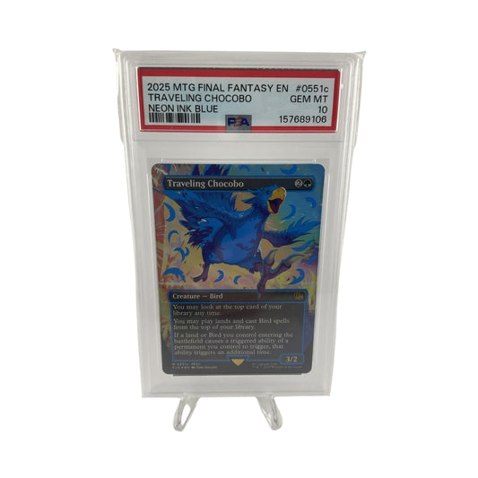 2025 MTG FINAL FANTASY COLORFUL CHOCOBOS-NEON INK BLUE TRAVELING CHOCOBO PSA 10