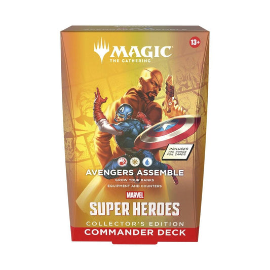 MTG Marvel Super Heroes Commander Deck - Avengers Assemble CE | Ready-to-Play Magic: The Gathering Deck with 100 Surge Foil Cards, Strategy Guide & Tokens (PRE-ORDER JUNE)
