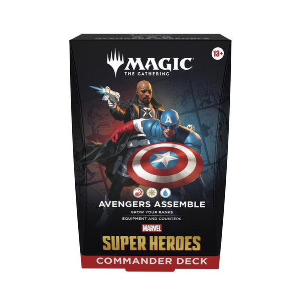 Magic: The Gathering Marvel Super Heroes Commander Deck - Avengers Assemble – Ready-to-Play 100-Card Deck, 30 New Cards, Collectible MTG Commander Deck with Tokens, Deck Box & Strategy Guide (PRE-ORDER JUNE)