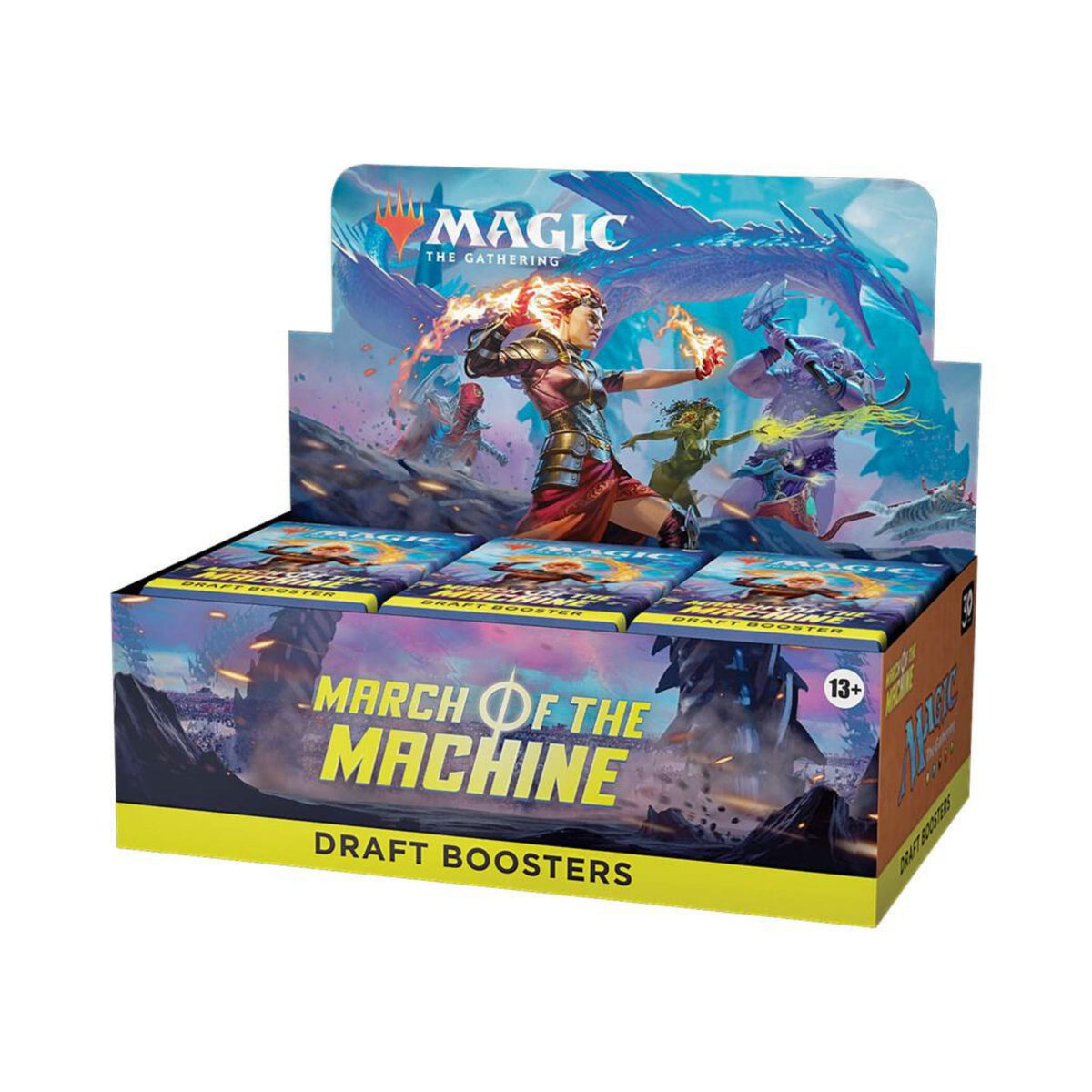 Magic The Gathering March of the Machine Draft Booster Box containing 36 MTG Draft Booster Packs.