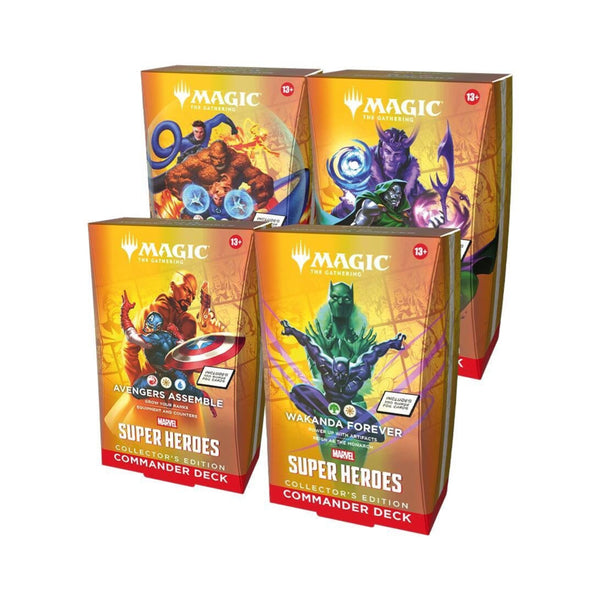 MTG Marvel Super Heroes Collector’s Edition Commander Deck Case – 4 Ready-to-Play Magic: The Gathering Decks with Surge Foil Cards & Exclusive New Cards (PRE-ORDER JUNE)