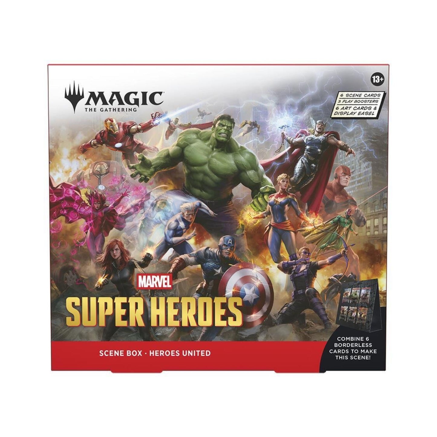 MTG Marvel Super Heroes Scene Box - Heroes United | Play Boosters, Foil Scene Cards, Art Display Cards & Easel for Collectors and Magic Players (PRE-ORDER JUNE)