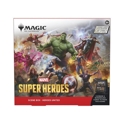 MTG Marvel Super Heroes Scene Box - Heroes United | Play Boosters, Foil Scene Cards, Art Display Cards & Easel for Collectors and Magic Players (PRE-ORDER JUNE)
