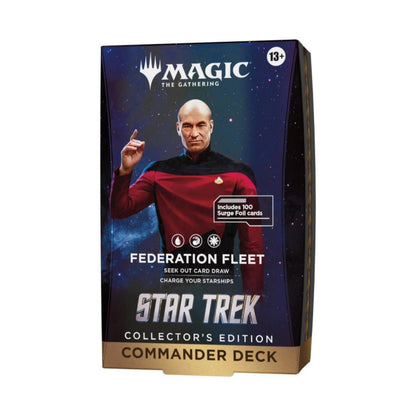 Magic: The Gathering | Star Trek Commander Deck – Federation Fleet Collector’s Edition | Jean-Luc Picard | 100-Card Ready-to-Play Deck | Surge Foil Cards (PREORDER - Release Date November 13, 2026)