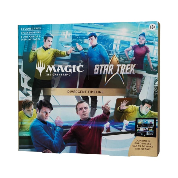 Magic: The Gathering | Star Trek Divergent Timelines Scene Box | 6 Foil Scene Cards, 3 Play Boosters, 6 Art Cards & Display Easel (PREORDER - Release Date November 13, 2026)