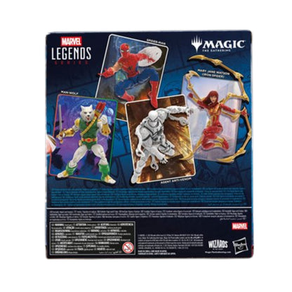 Hasbro Marvel Legends Magic the Gathering Spider-Man Bundle Pack of 4 (Agent Anti-Venom , Damaged Spider-Man, Iron Spider, and Man-Wolf) Action Figures