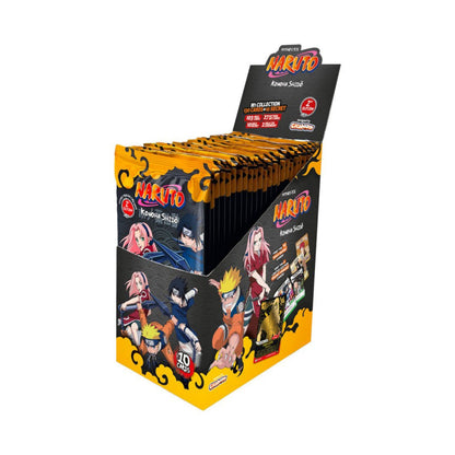 Naruto Mythos TCG Konoha Shidō Second Edition English booster display box featuring Naruto universe artwork